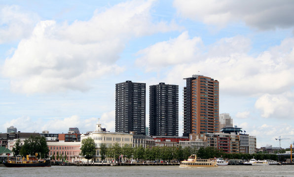 View on the Rotterdam from the river Meuse