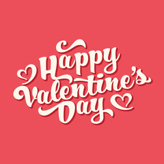 Valentines Day Oblique Lettering. Handwritten Romantic Greeting Card with Text Happy Valentines Day. February 14, Love and Heart.