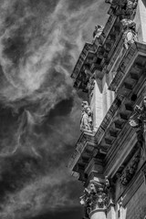Venice baroque church with clouds (Black and White)