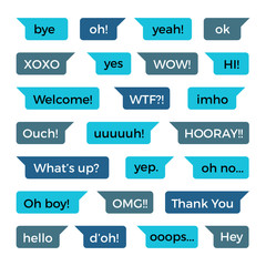 Text phone chat messages vector collection with common words