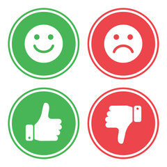 Set of green and red buttons. Vector illustration