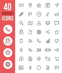 Social media vector thin line icons and contact symbols