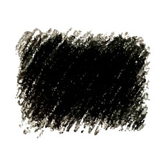 Black crayon scribble texture stain isolated on white background