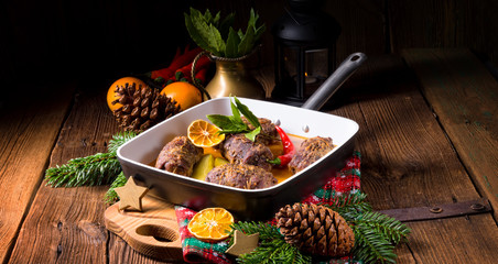 Beef rolls from the oven