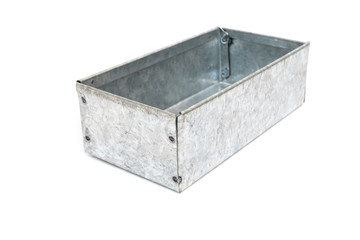 box made from bending metal sheet on white background