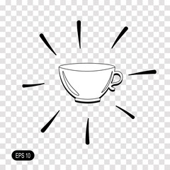 Tea cup icon isolated on transparent background. Black symbol for your design.