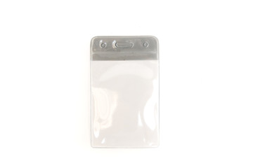 empty plastic id card for identification tag on white background