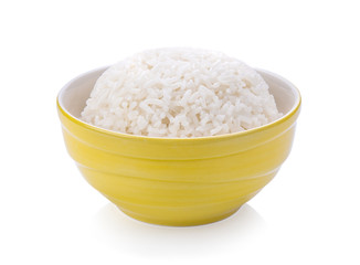 rice in a bowl on white background