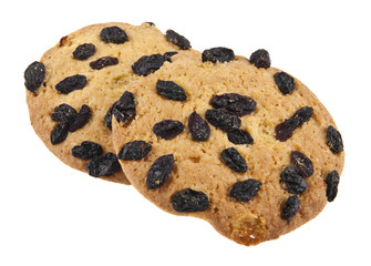 biscuits with raisins isolated on white background