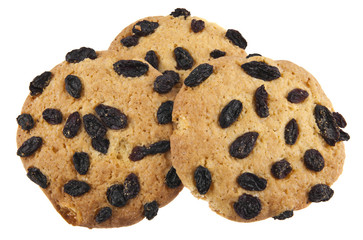 biscuits with raisins isolated on white background