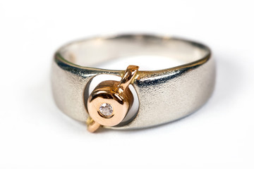 Diamonds white gold and rose gold ring two tone jewelry.