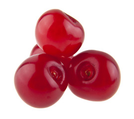 red juicy cherry isolated on white background