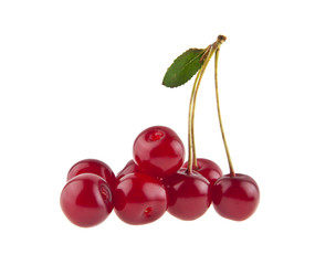 red juicy cherry isolated on white background