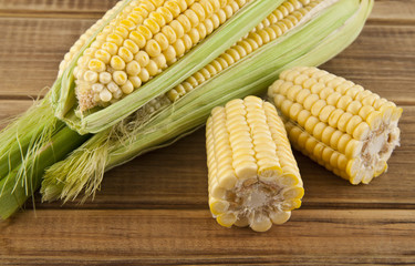 corn on a wooden table