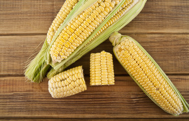 corn on a wooden table