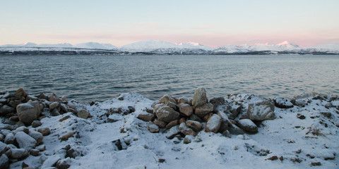 Winter landscape with blue sky in Iceland