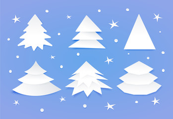 Set of white blank christmas trees