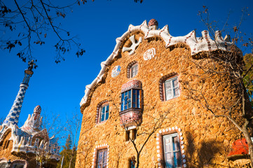 Casa del Guarda in Park Guell in Barcelona, Spain