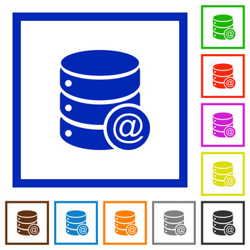 Database email flat framed icons