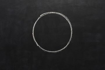 Circle drawn with chalk on blackboard © Prostock-studio