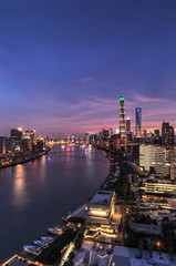 Fototapeta na wymiar Shanghai skyline and cityscape at sunset