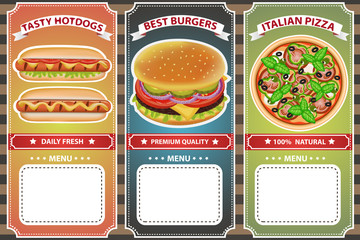 PIZZA BURGER HOT DOG RETRO MENU 2