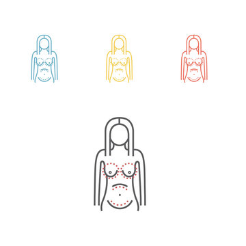Plastic surgery of breast. Vector illustration for web
