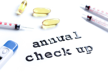 Obraz premium concept time health check up on white background