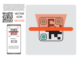 Vector design (QR barcode cannot be scanned) payment , online shopping , cashless technology concept. Digital pay without money , using for mobile phone application to scan qr code with smartphone.