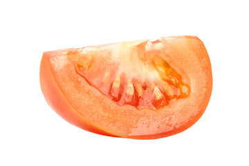 Slice of fresh tomato, isolated on white