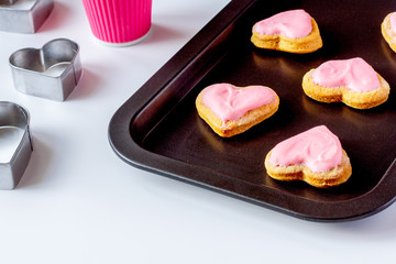 cookies for Valentine's Day heartshaped on white background