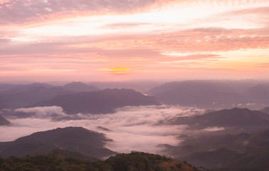 sunrise light and mist
