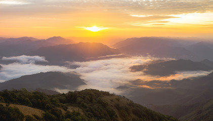 sunrise light and mist