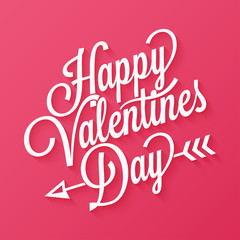 valentines day vintage lettering on red background