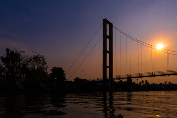 The bridge in the river with sunset,sunrise