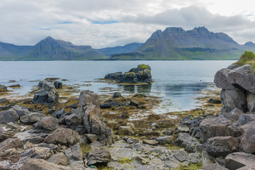Fototapeta na wymiar Rugged volcanic landscapes along the Trandir Coast, West Fjords, Iceland
