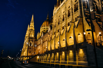 Fototapeta na wymiar The Hungarian Parliament Building National Assembly of Hungary night shoot