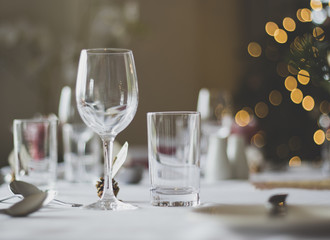 Glasses on table at wedding