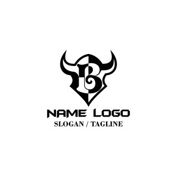 viking helmet with initial B letter for company is mission philosophy for strong bold secure for t-shirt design template 