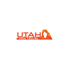 Utah mountain with color orange and deep yellow vibrant for logo company and adventure