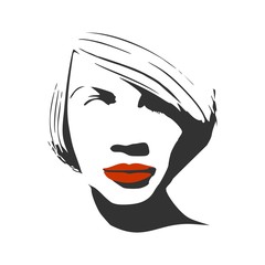 Face front view. Elegant silhouette of a head.