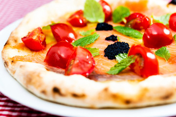 tasty pizza on a the table