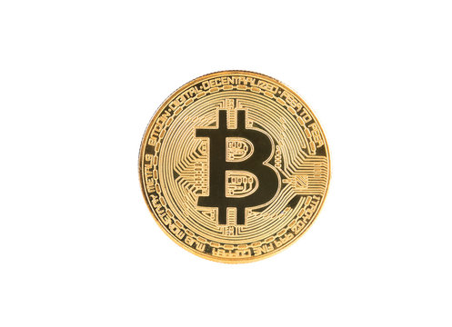 Golden bitcoin isolated, crypto-currency investment