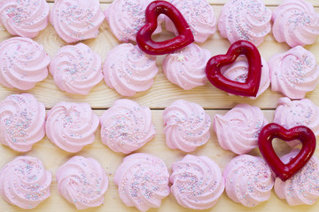 Pink marshmellows top view