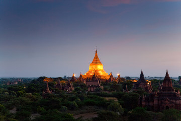 Myanmar. Temples of Bagan at night