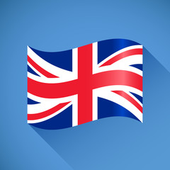 3D rendering, Illustration of a long shadow waving United Kingdom flag