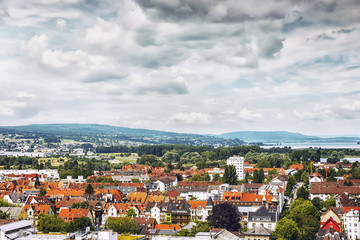 Fototapeta na wymiar Panoramic view of Konstanz city from munster.Baden-wuerttemberg region.Germany.