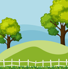 Background scene with green trees