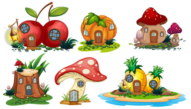 Mushroom and fruit houses
