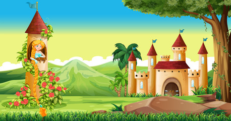 Scene with princess in the tower © GraphicsRF